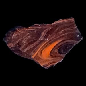 Chocolate Carmel Art Glass Cullet Glowing Orange Swirl Slag‎ Glass #5GM88